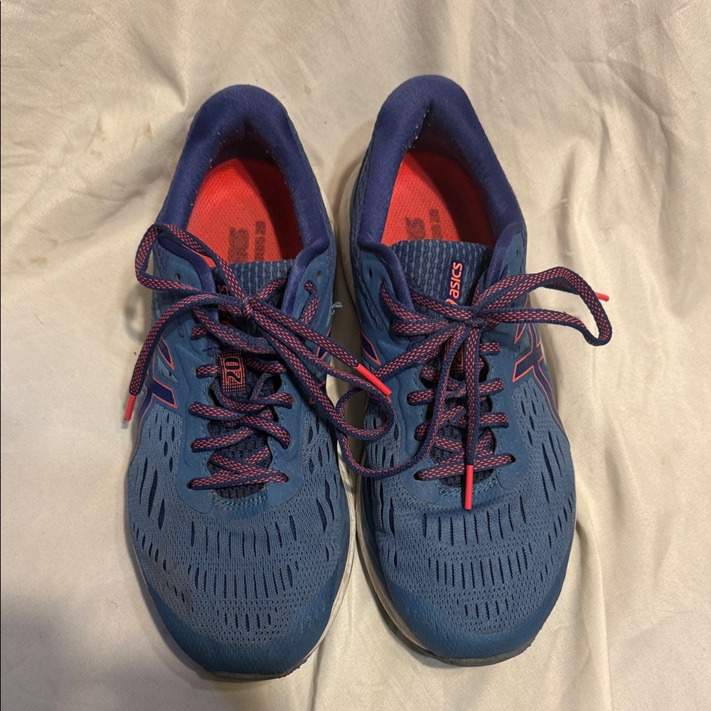 ASICS Gel-Cumulus 20 Wide Blue Running Shoes w/ Pink Accents Size 9.5